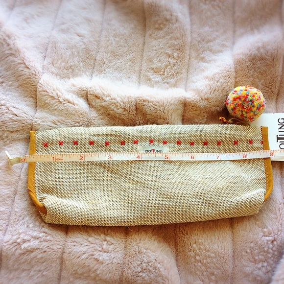 Tan Pencil Case with Pom Pom - Picture 8 of 8